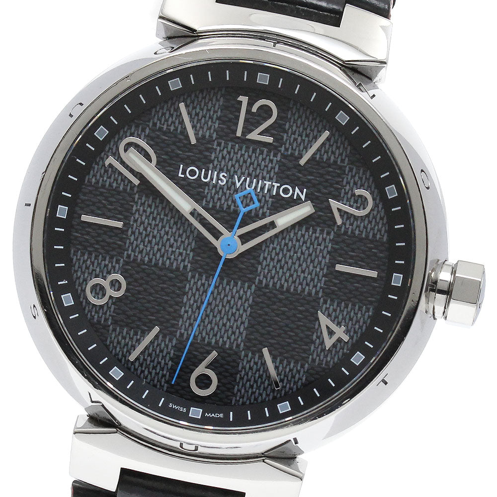 LOUIS VUITTON Tambour QA073 Damier Grafitte black Dial Quartz Men's Watch_886580