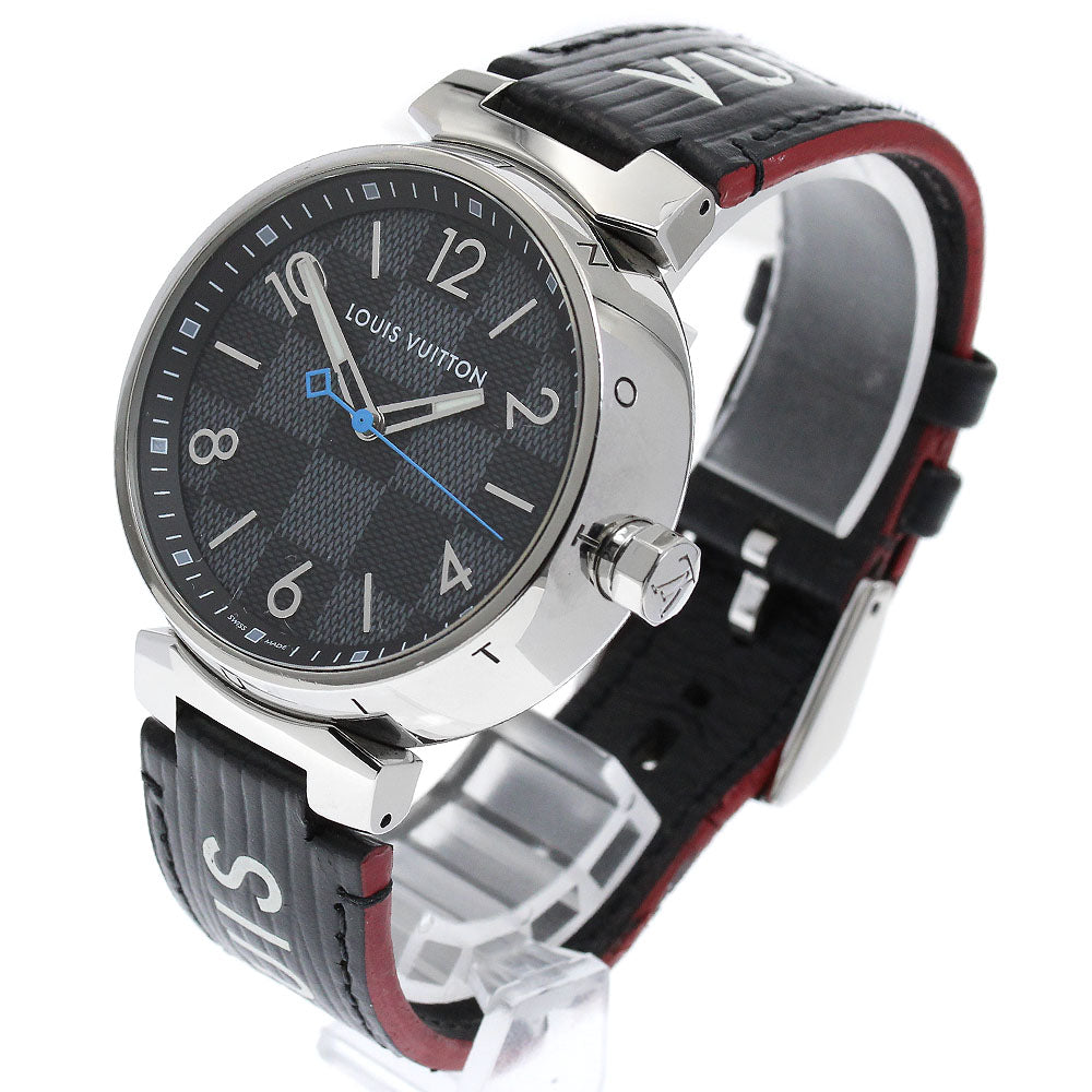LOUIS VUITTON Tambour QA073 Damier Grafitte black Dial Quartz Men's Watch_886580
