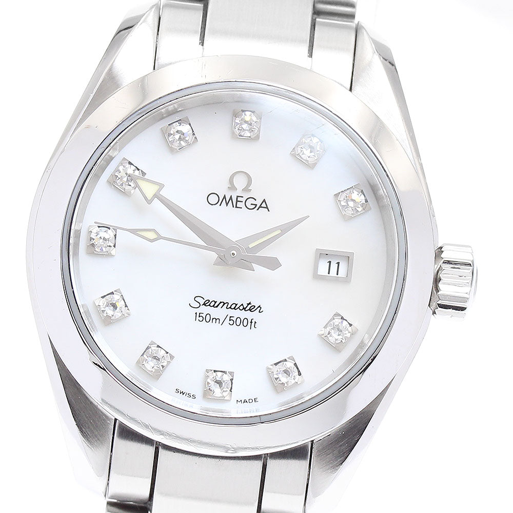 OMEGA Seamaster Aqua Terra 2577.75 11P diamond White shell Dial Quartz Ladies Watch_886597