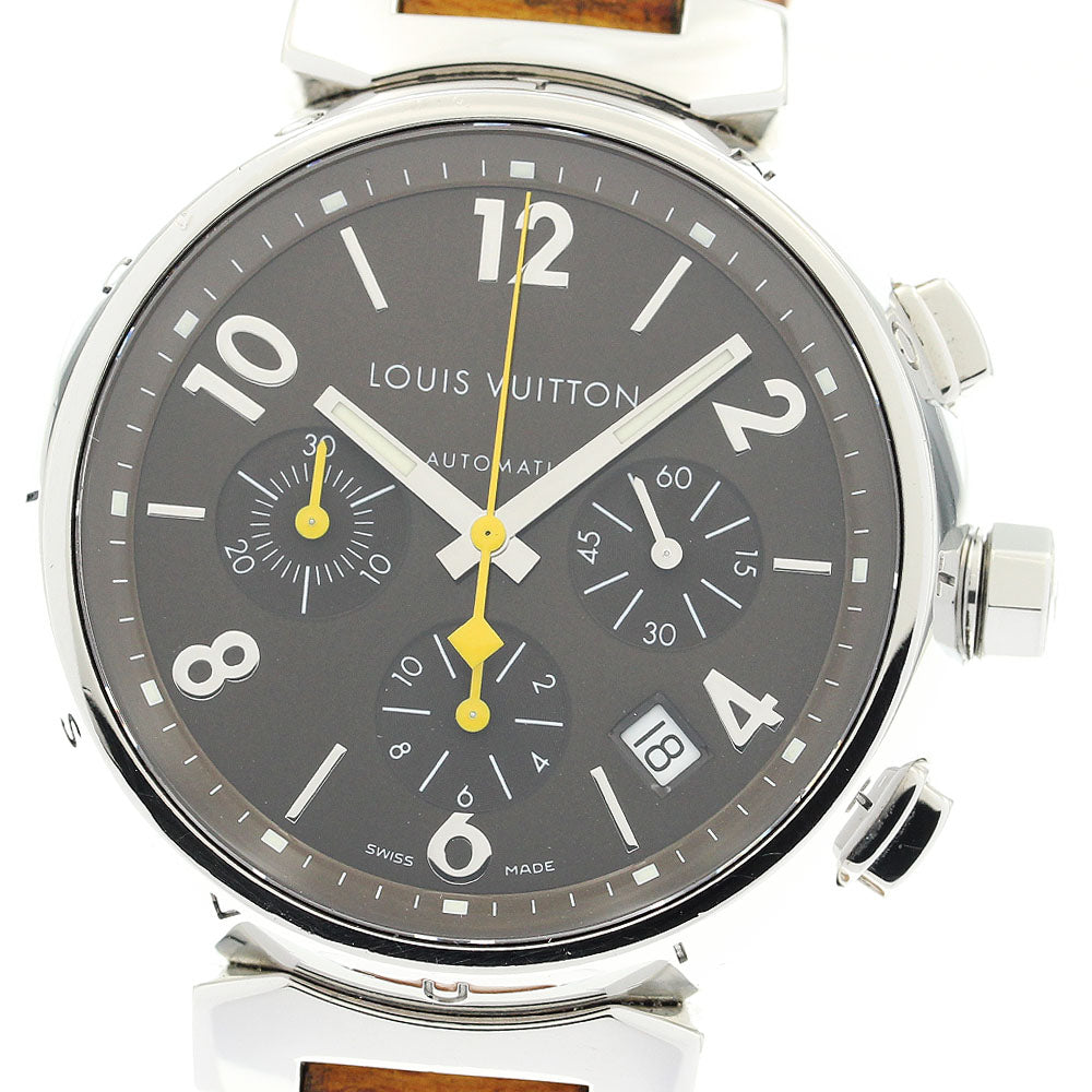 LOUIS VUITTON Tambour Q1121 Date Chronograph Brown Dial Automatic Men's Watch_886620