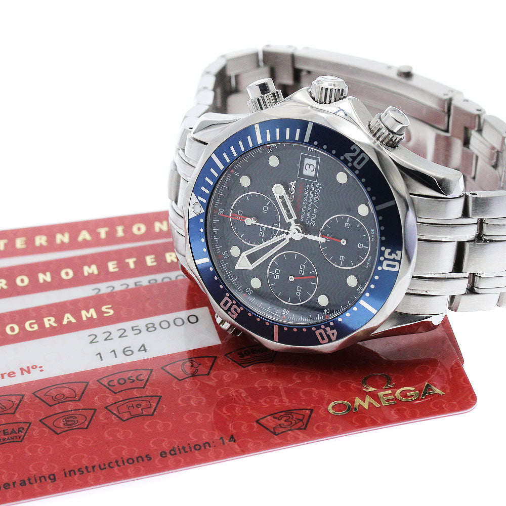 OMEGA Seamaster300 2225.80 Date Chronograph Navy Dial Automatic Men's_886650