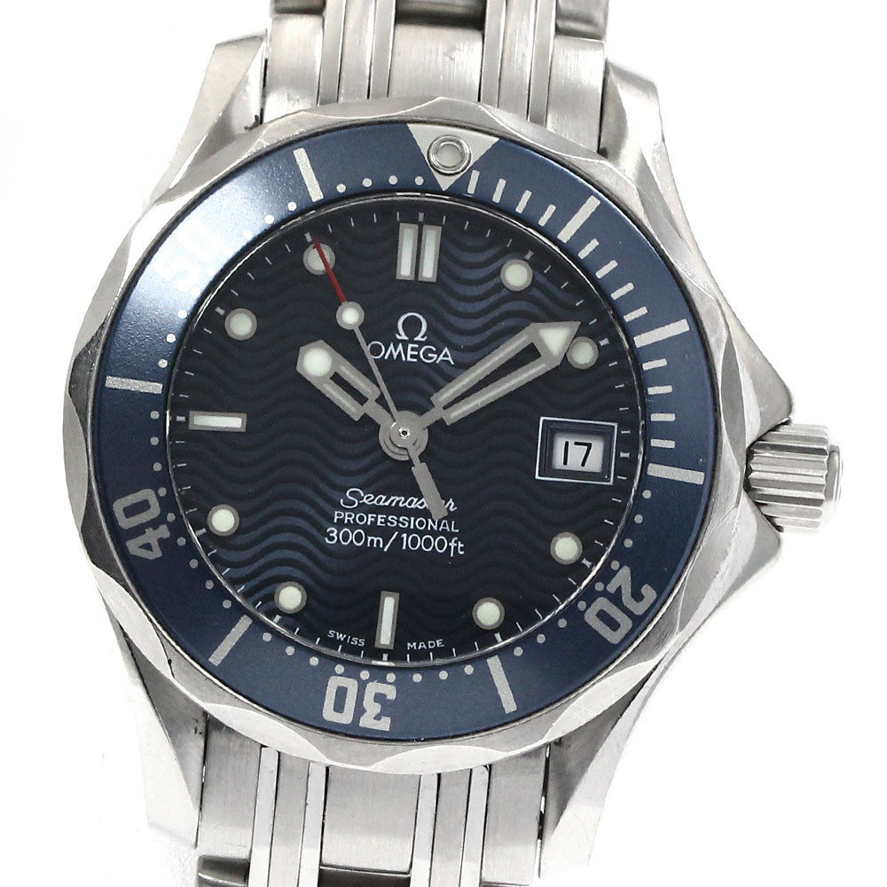 OMEGA Seamaster300 2583.80 Date Navy Dial Quartz Ladies Watch_886772
