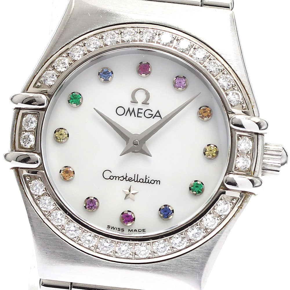 OMEGA Constellation Mini My Choice Iris 1460.79 colored stone diamond bezel White shell Dial Quartz Ladies Watch_886895