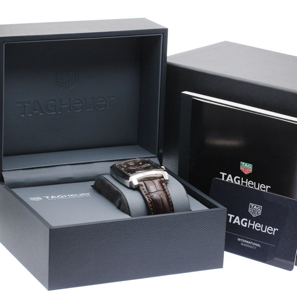 TAG HEUER Monaco WAW131E 12P diamond date Brown Dial Quartz Men's Watch_886926