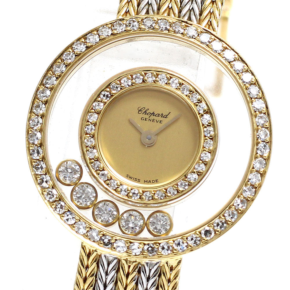 Chopard Happy diamond 4097 K18YG diamond bezel 5P diamond Ladies Watch_886953