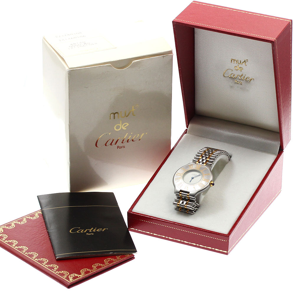 CARTIER Must21 LM W10050F4 beige Dial Quartz Men's Watch_887024