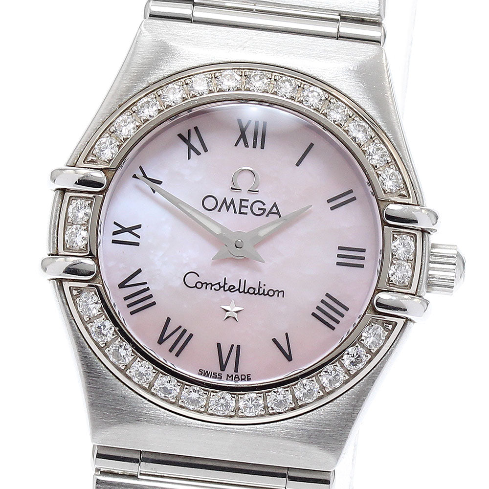 OMEGA Constellation 1476.83 Diamond Bezel Pink shell Dial Quartz Ladies Watch_887047