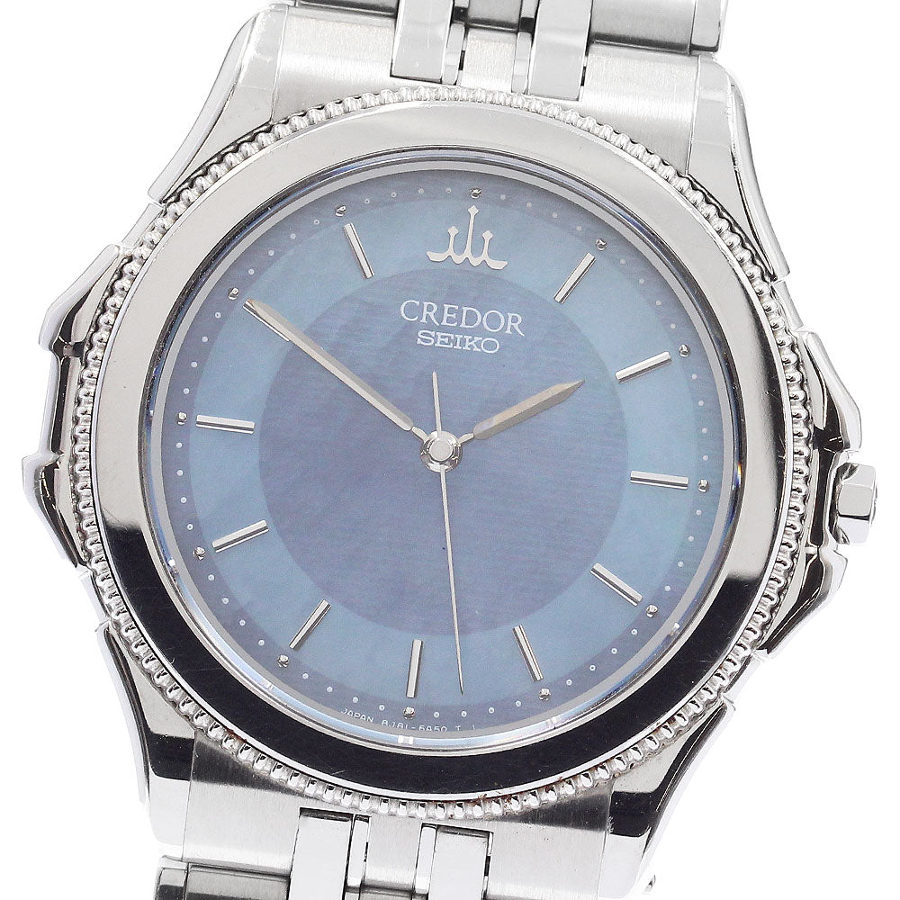 SEIKO CREDOR Pacificique 8J81-6A20 Blue shell Dial Quartz Men's Watch_887068