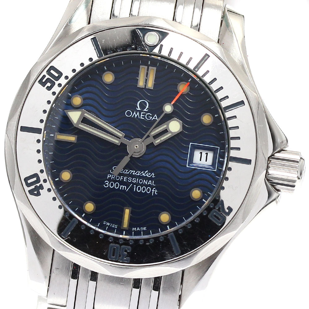 OMEGA Seamaster300 2582.80 Date Navy Dial Quartz Ladies Watch_887144