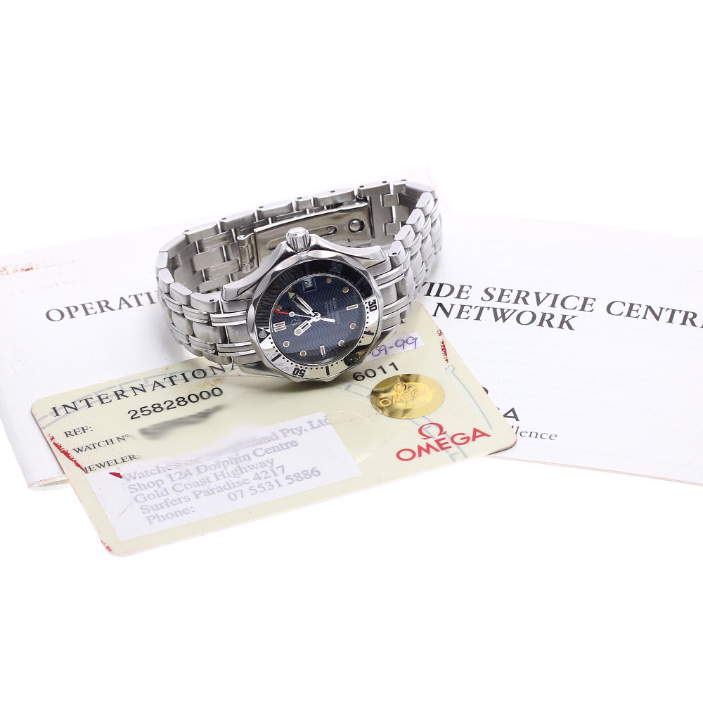 OMEGA Seamaster300 2582.80 Date Navy Dial Quartz Ladies Watch_887144