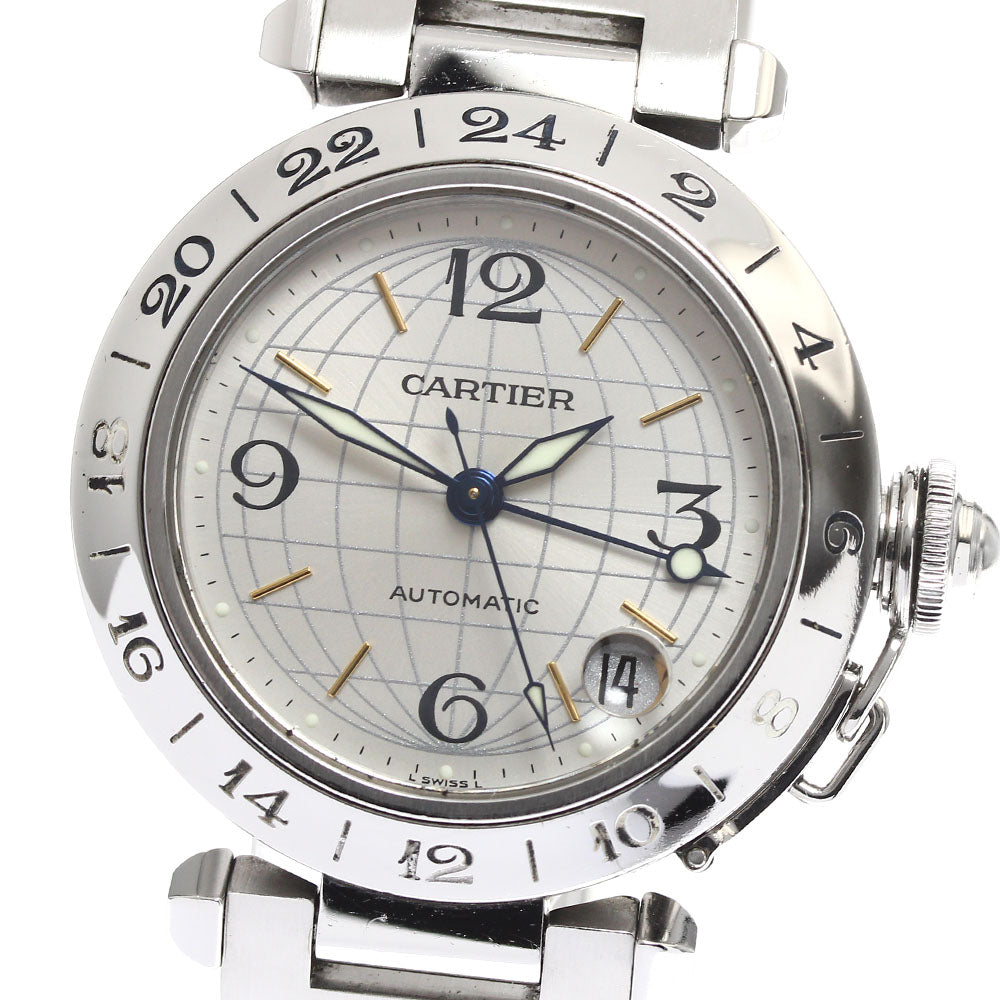CARTIER Pasha C Meridian W31029M7 GMT Silver Dial Automatic Boy's Watch_887177