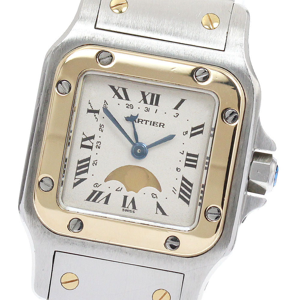 CARTIER Santos Galbee SM W20008C4 YG2 tone moon phase Silver Dial Quartz Ladies Watch_887200