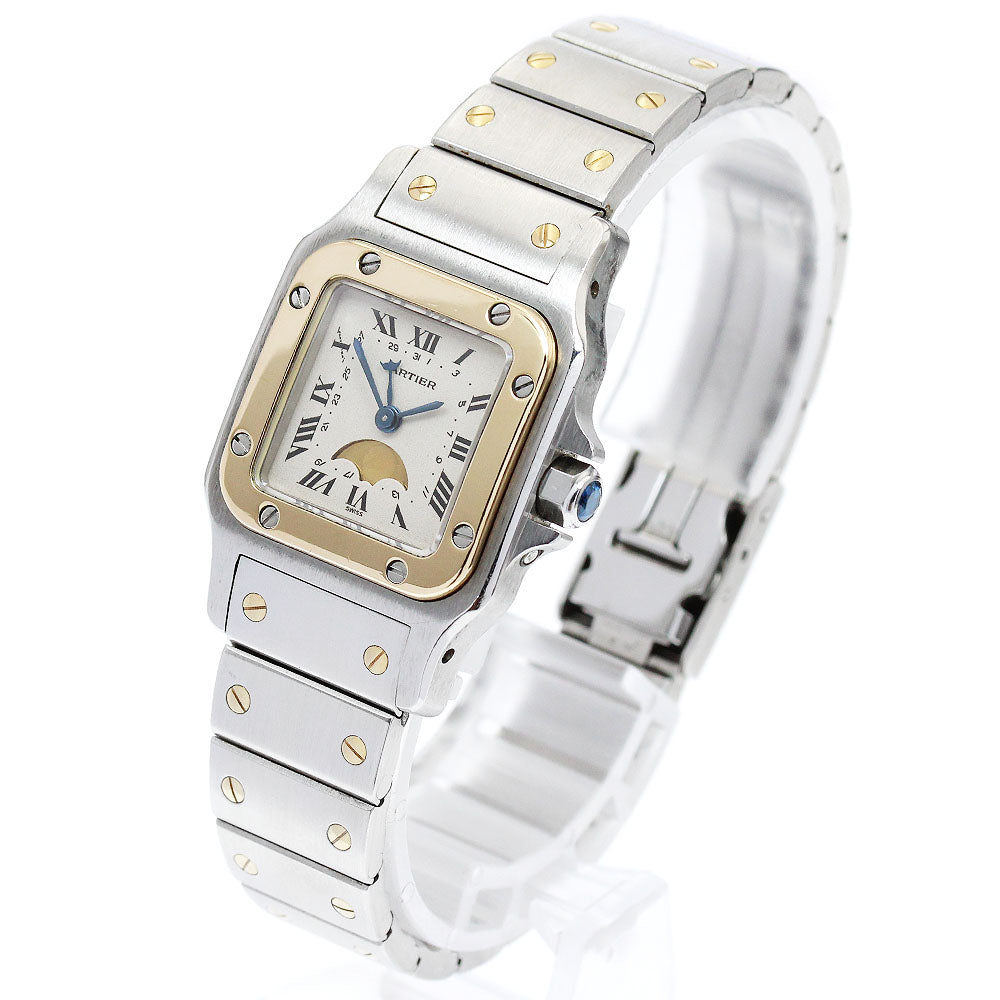 CARTIER Santos Galbee SM W20008C4 YG2 tone moon phase Silver Dial Quartz Ladies Watch_887200