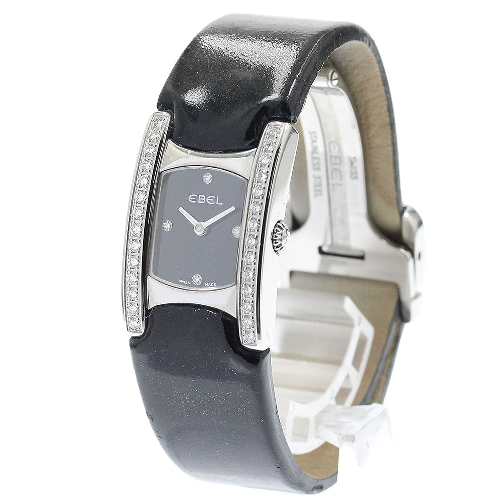 EBEL Beluga E9057A28-10 Diamond Bezel black Dial Quartz Ladies Watch_887232