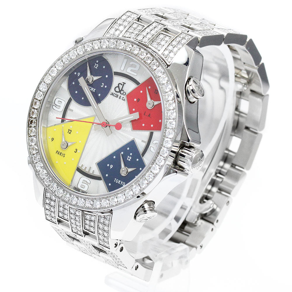 JACOB&CO Five time zone Diamond Bezel/Bracelet Quartz Men's Watch_887251