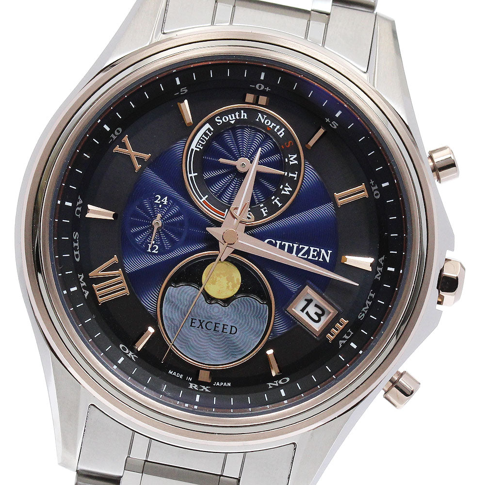 CITIZEN Exceed H874-004JJ02/BY1026-65F Day Date Solar Powered Radio Men's_887299