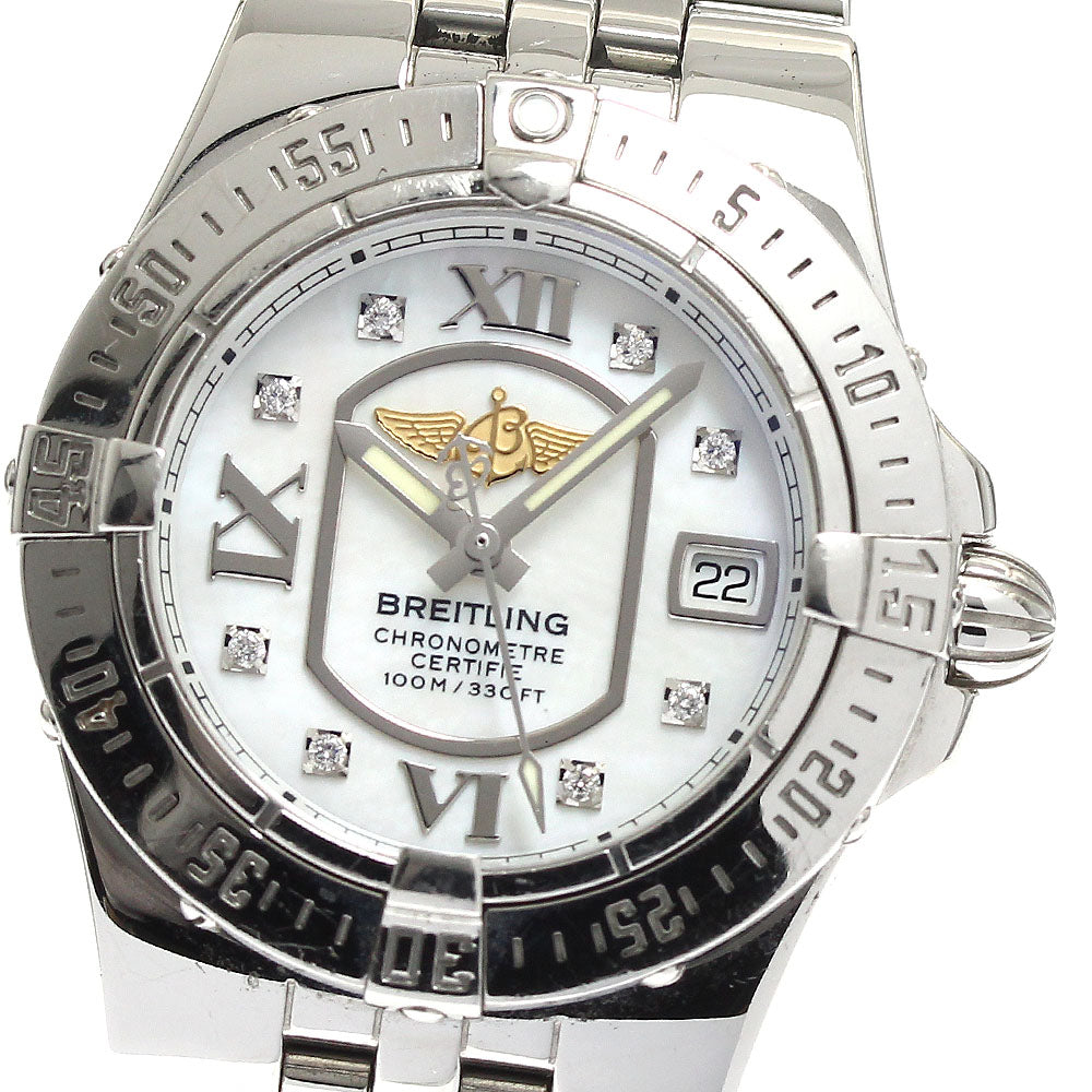 BREITLING Star liner A71340 8P diamond date White shell Dial Quartz Ladies Watch_887307
