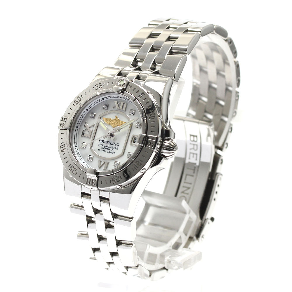 BREITLING Star liner A71340 8P diamond date White shell Dial Quartz Ladies Watch_887307