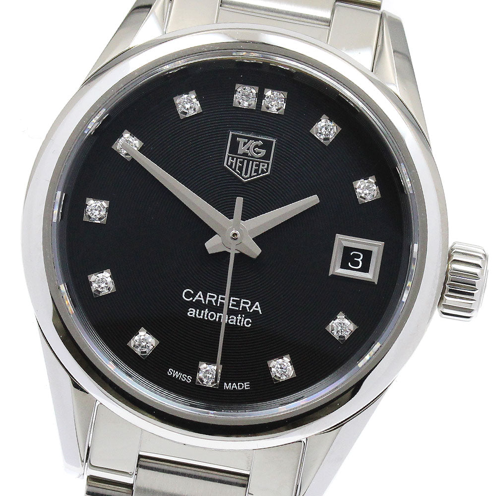 TAG HEUER Carrera WAR2413-0 12P diamond date black Dial Automatic Ladies_887332