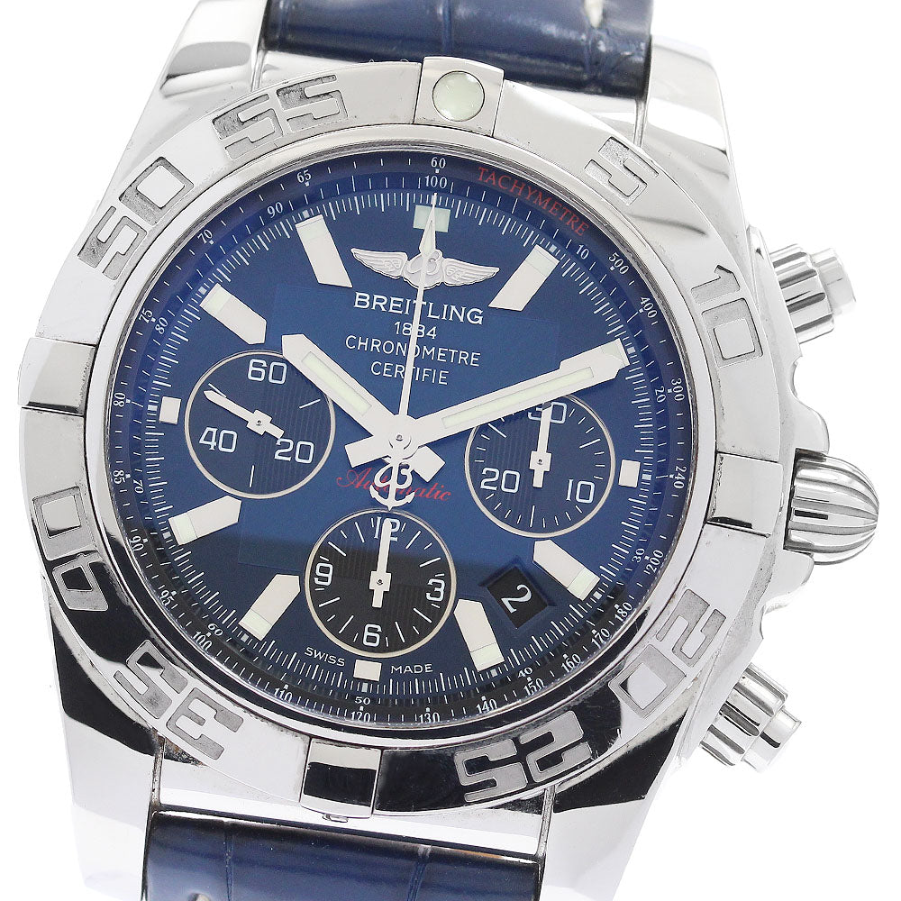 BREITLING Chronomat 44 AB0110 Date Navy Dial Automatic Men's Watch_887345
