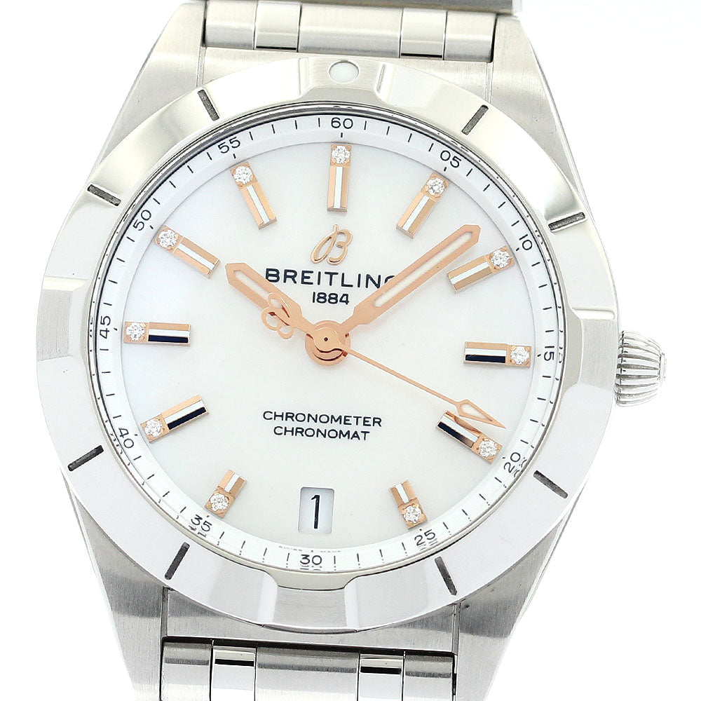 BREITLING Chronomat32 A77310 11P diamond White shell Dial Quartz Ladies Watch_887395