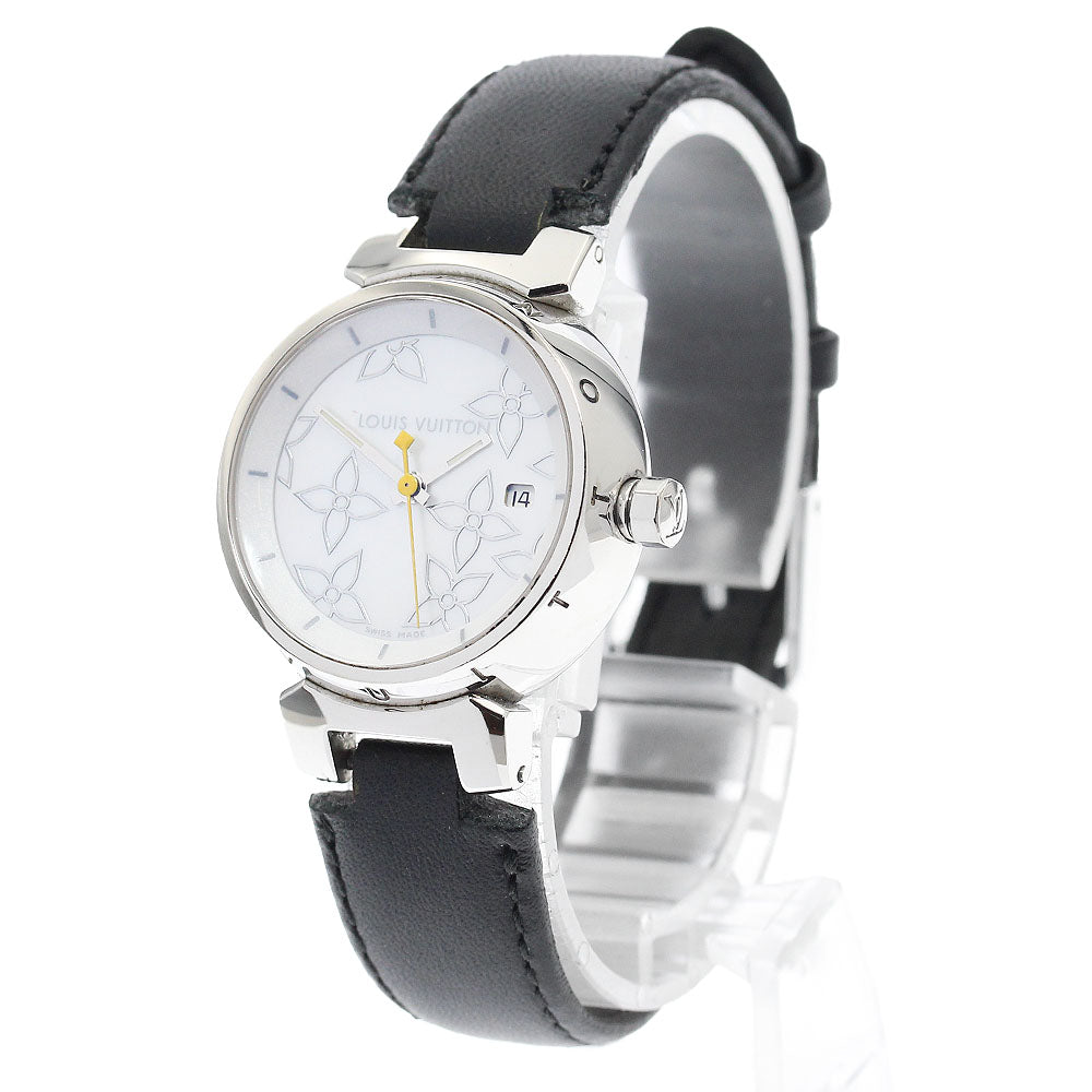 LOUIS VUITTON Tambour Q121C Date White shell Dial Quartz Ladies Watch_887414