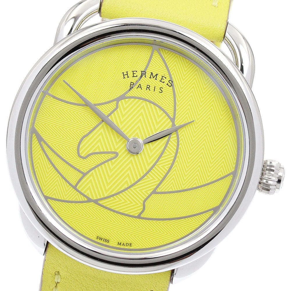 HERMES Arceau Cazac AR5.510a yellow Dial Quartz Boy's Watch_887419