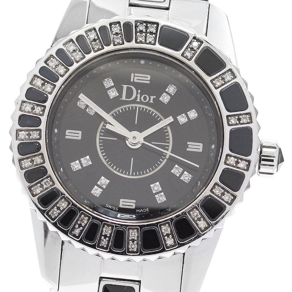 Dior crystal CD112116 Diamond Bezel black Dial Quartz Ladies Watch_887436