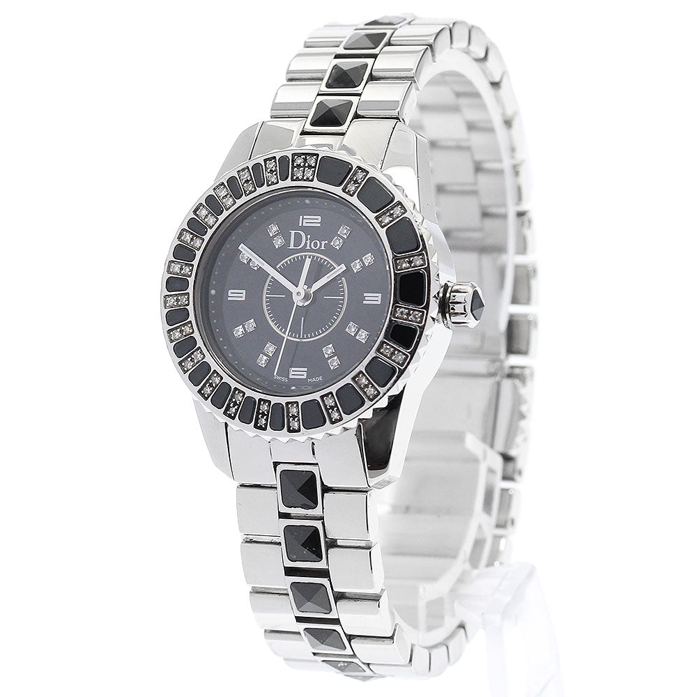 Dior crystal CD112116 Diamond Bezel black Dial Quartz Ladies Watch_887436