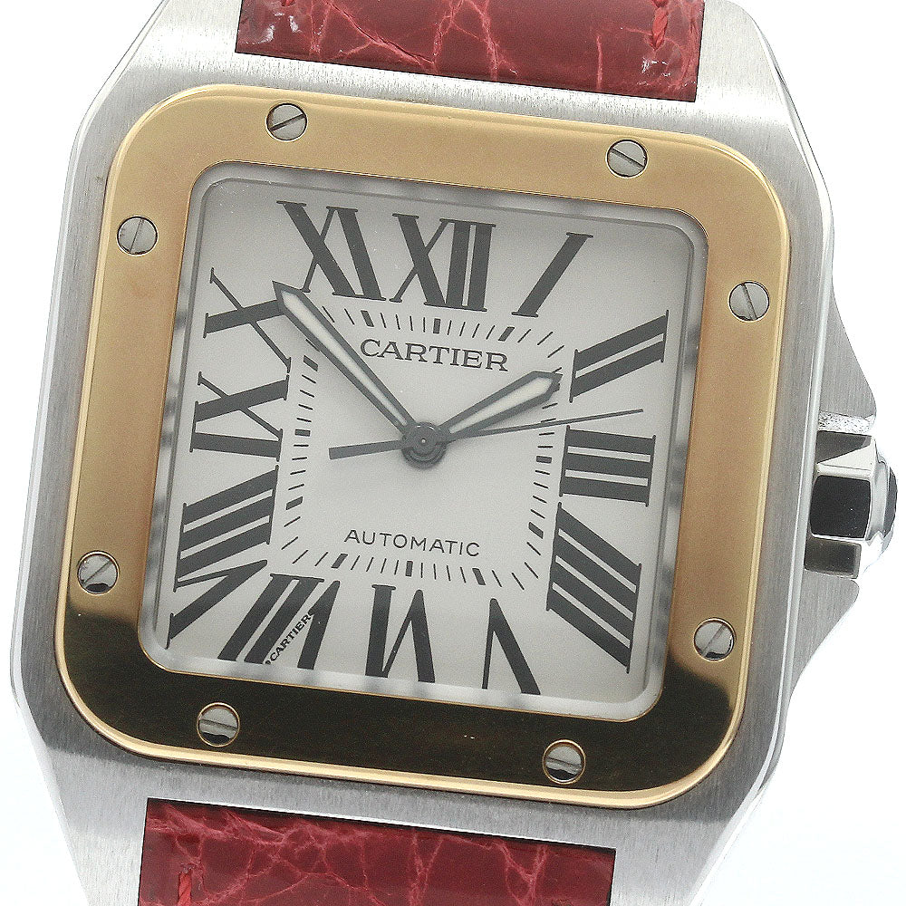 CARTIER Santos 100 LM W20072X7 K18YGBezel Silver Dial Automatic Men's Watch_887449
