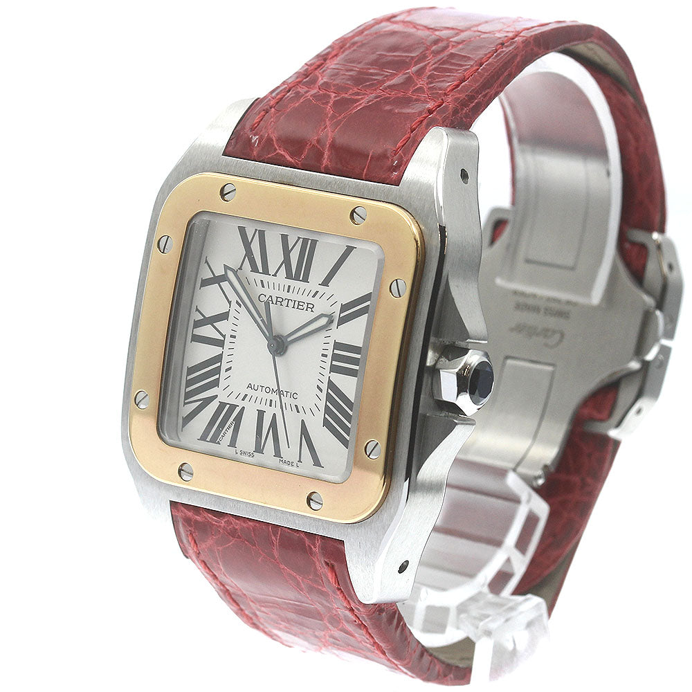 CARTIER Santos 100 LM W20072X7 K18YGBezel Silver Dial Automatic Men's Watch_887449