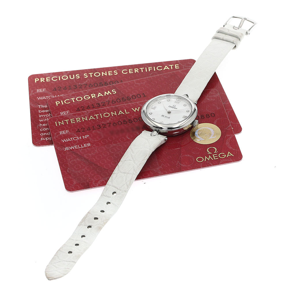 OMEGA De Ville Prestige Dewdrop 424.13.27.60.55.001 8P diamond White shell Dial Quartz Ladies Watch_887876