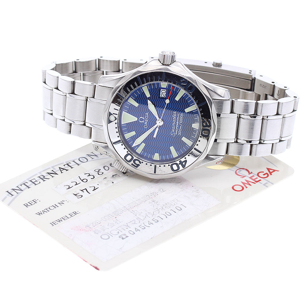OMEGA Seamaster300 2263.80 Date blue Dial Quartz Boy's Watch_888100