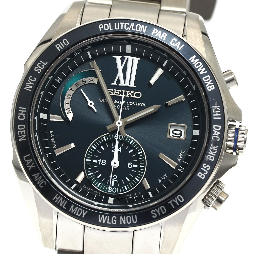 SEIKO Brights SAGA099/8B54-0AG0 Date black Dial Solar Powered Radio Men's_888323