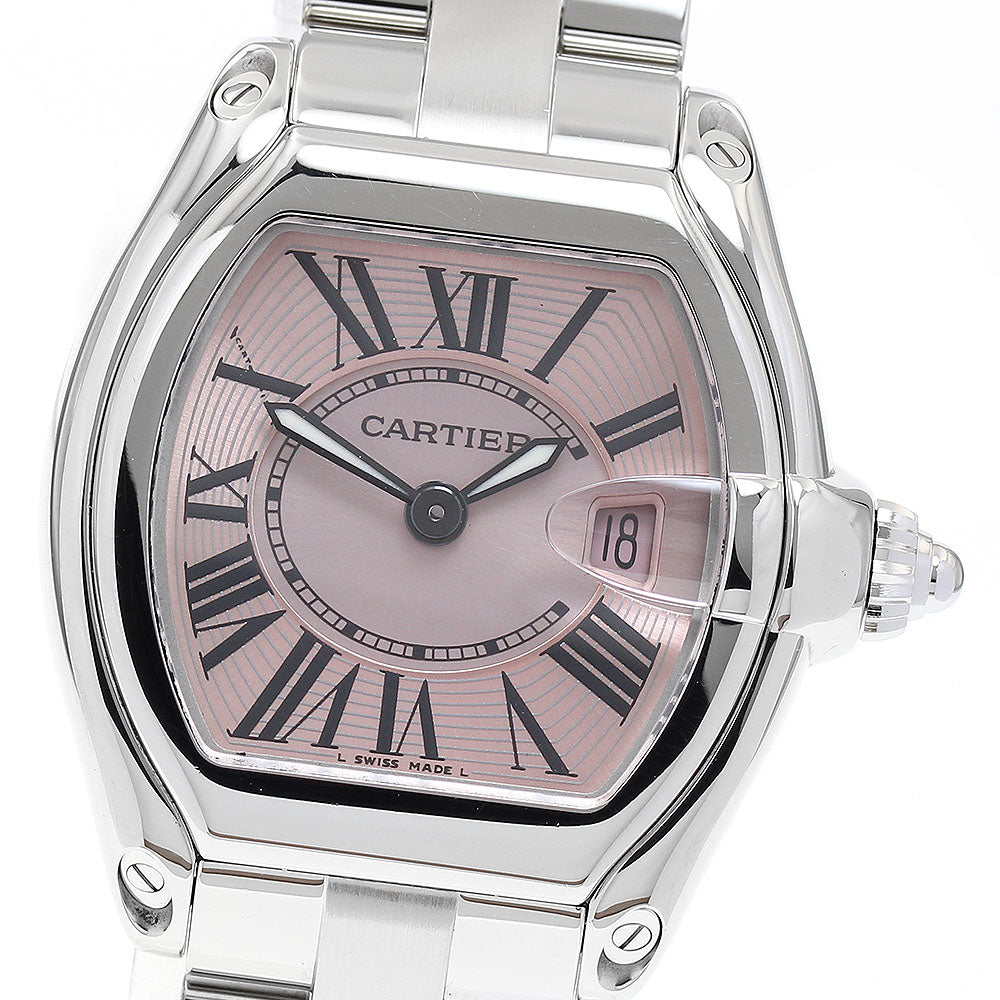 CARTIER Roadster SM W62017V3 Date pink Dial Quartz Ladies Watch_888325