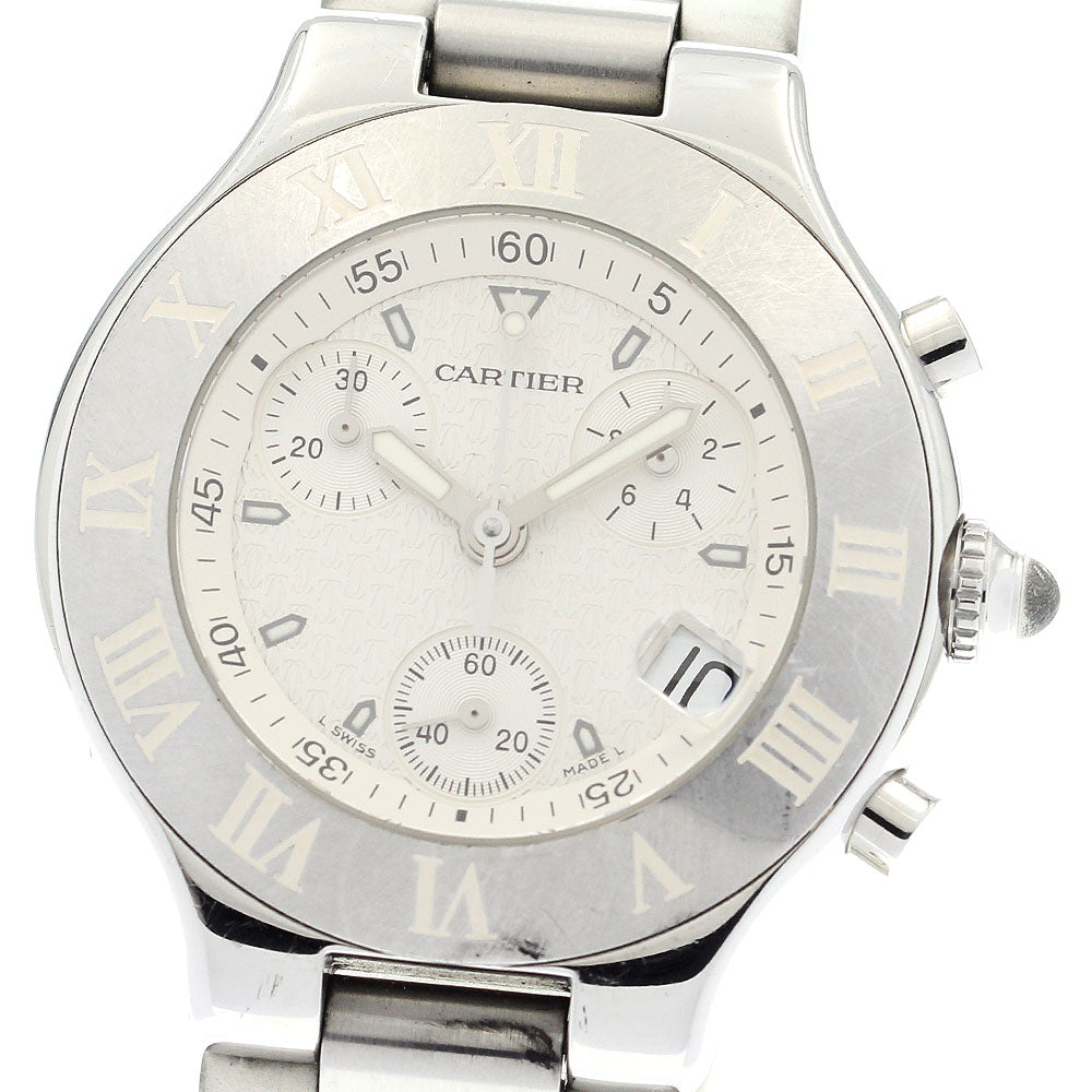 CARTIER CHRONOSCAPH W10184U2 Date Silver Dial Quartz Men's Watch_888419