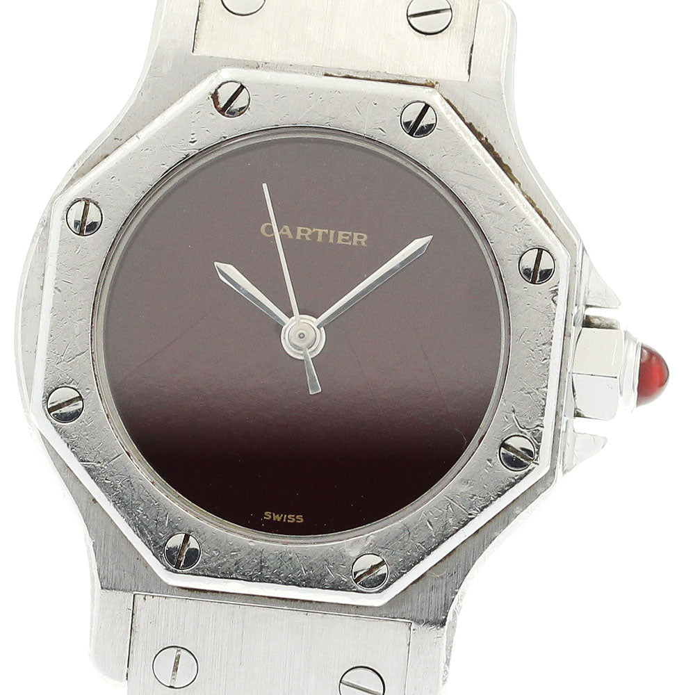 CARTIER Santos Octagon SM Date Bordeaux Dial Automatic Ladies Watch_888692