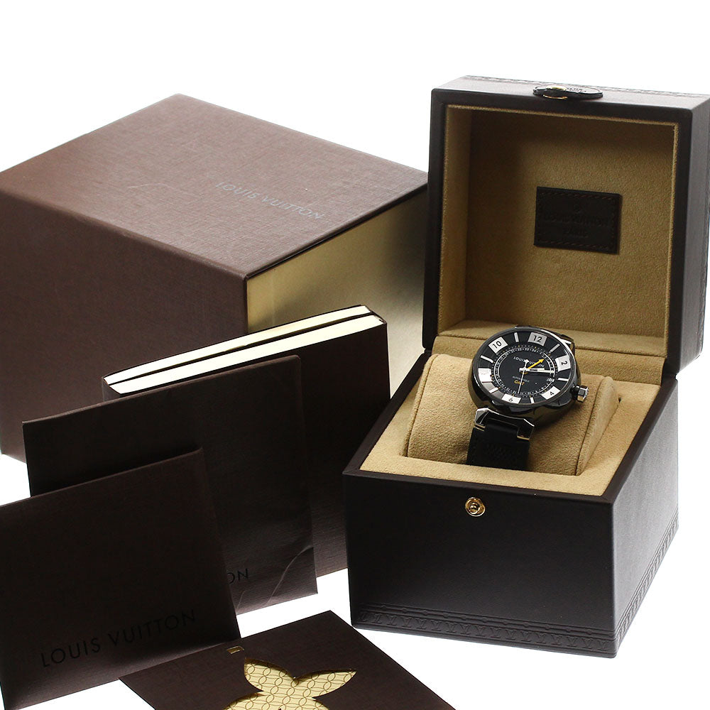 LOUIS VUITTON Tambour in black Q113I GMT black Dial Automatic Men's Watch_888865