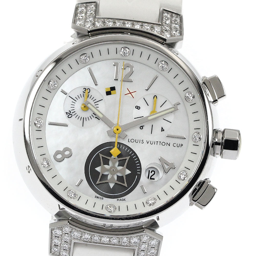 LOUIS VUITTON Tambour Lovely Cup Q132H 12P Diamond Rug Diamond White shell Dial Quartz Ladies Watch_888872