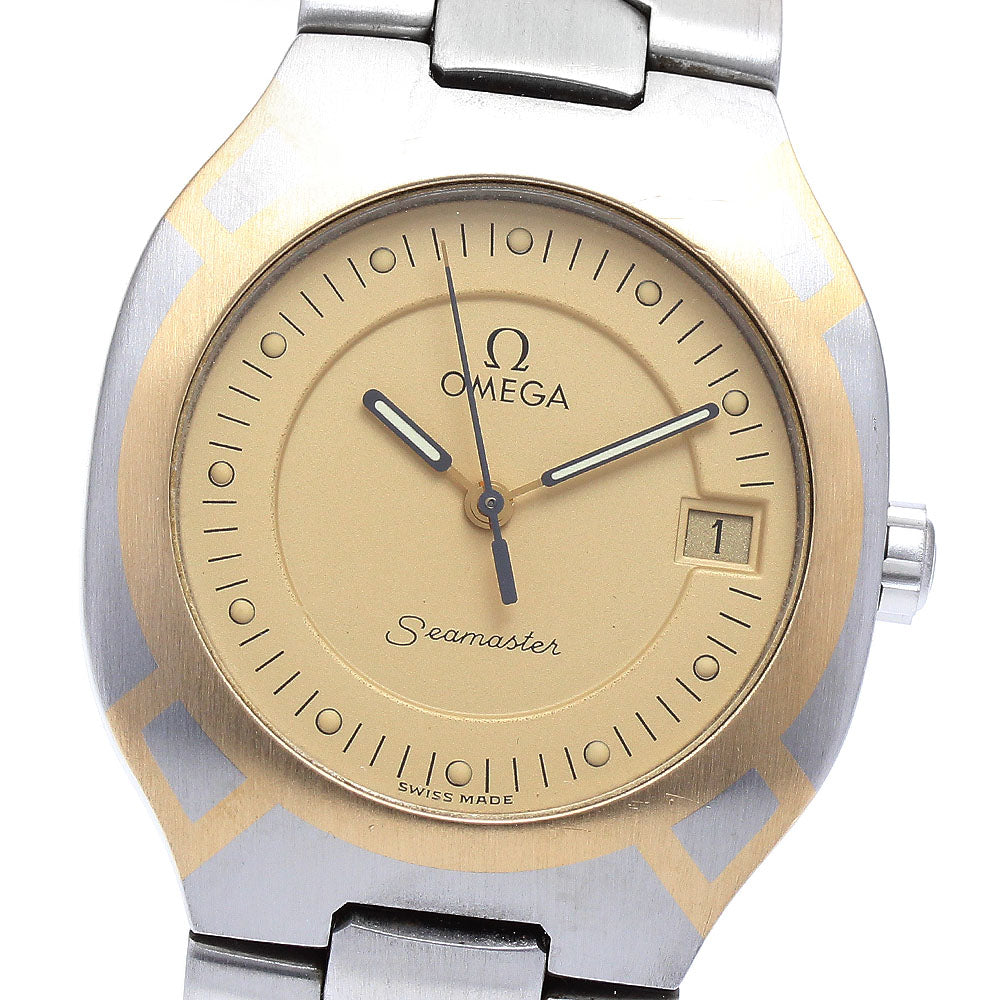 OMEGA Seamaster Polaris Date Beige Dial Quartz Men's Watch_888880