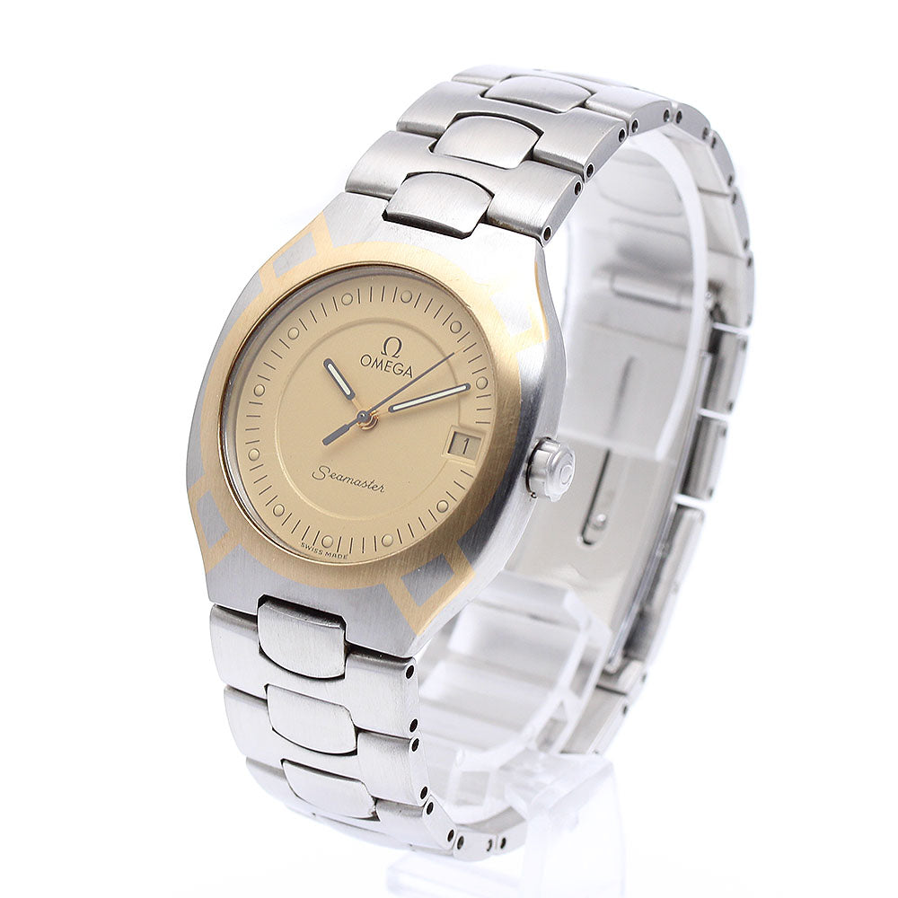 OMEGA Seamaster Polaris Date Beige Dial Quartz Men's Watch_888880
