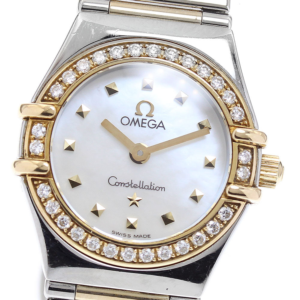 OMEGA Constellation 1365.71 YG2 tone diamond bezel White shell Dial Quartz Ladies Watch_889035