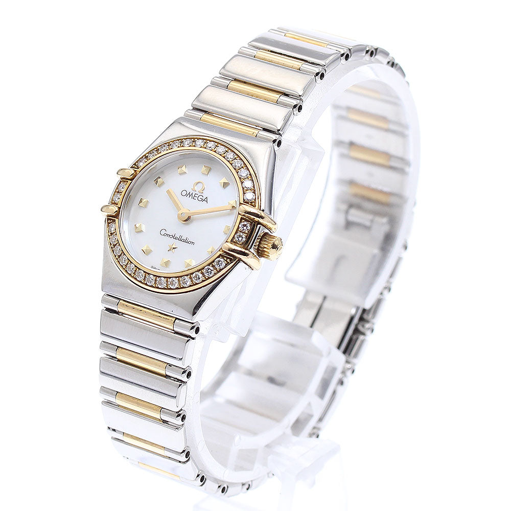 OMEGA Constellation 1365.71 YG2 tone diamond bezel White shell Dial Quartz Ladies Watch_889035
