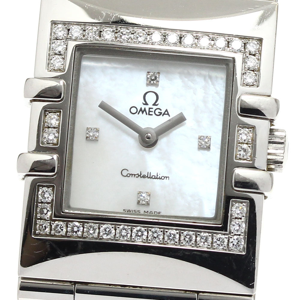 OMEGA Constellation Carre 1528.76 Diamond bezel 4P diamond White shell Dial Quartz Ladies Watch_889119