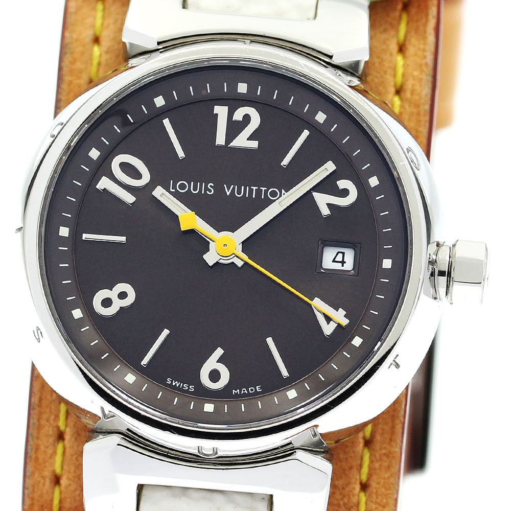 LOUIS VUITTON Tambour Q1211 Date Brown Dial Quartz Ladies Watch_889120