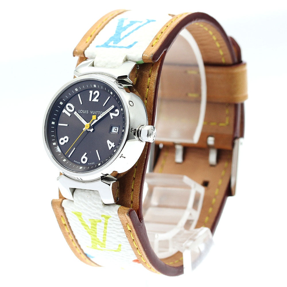 LOUIS VUITTON Tambour Q1211 Date Brown Dial Quartz Ladies Watch_889120