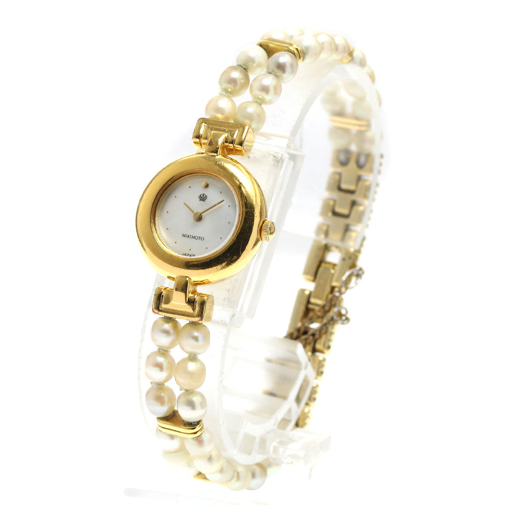 MIKIMOTO Double pearl watch 4N20-0941 JAL limited White shell Dial Quartz Ladies Watch_889141
