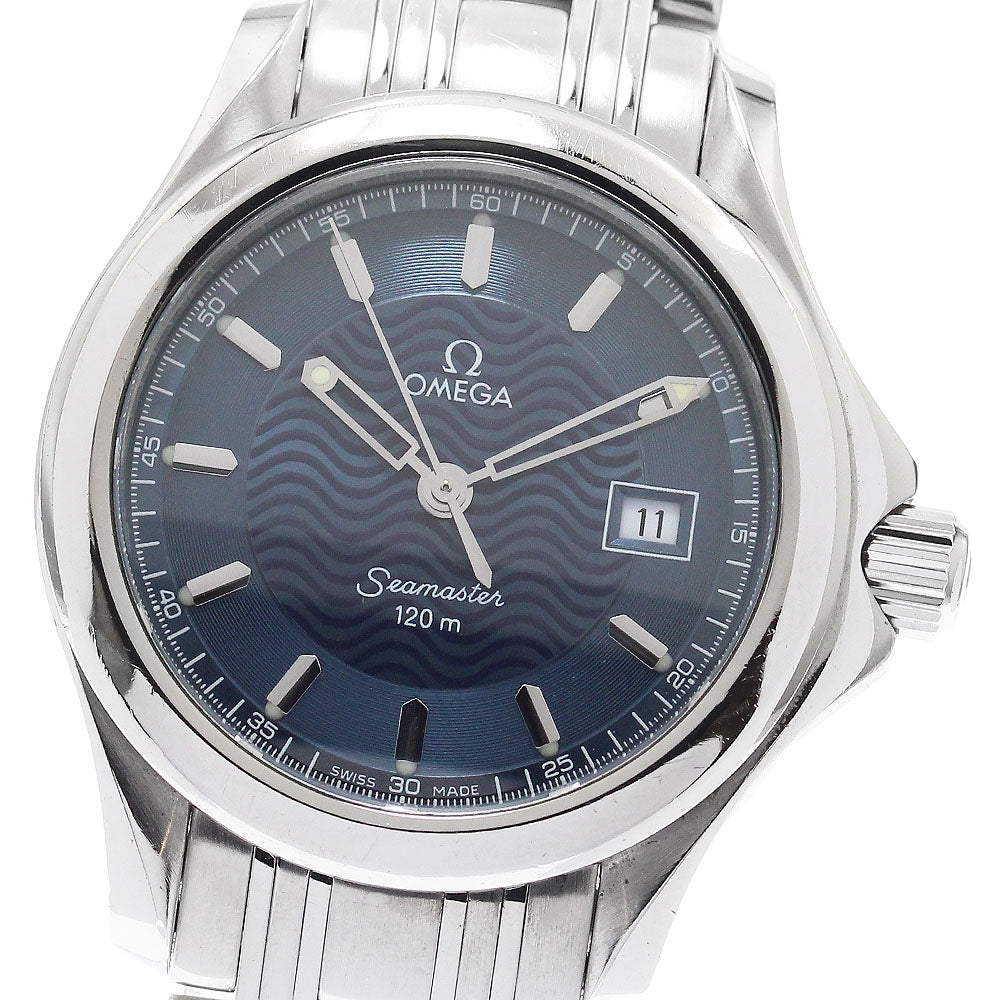 OMEGA Seamaster120 2571.81 Date Navy Dial Quartz Ladies Watch_889253