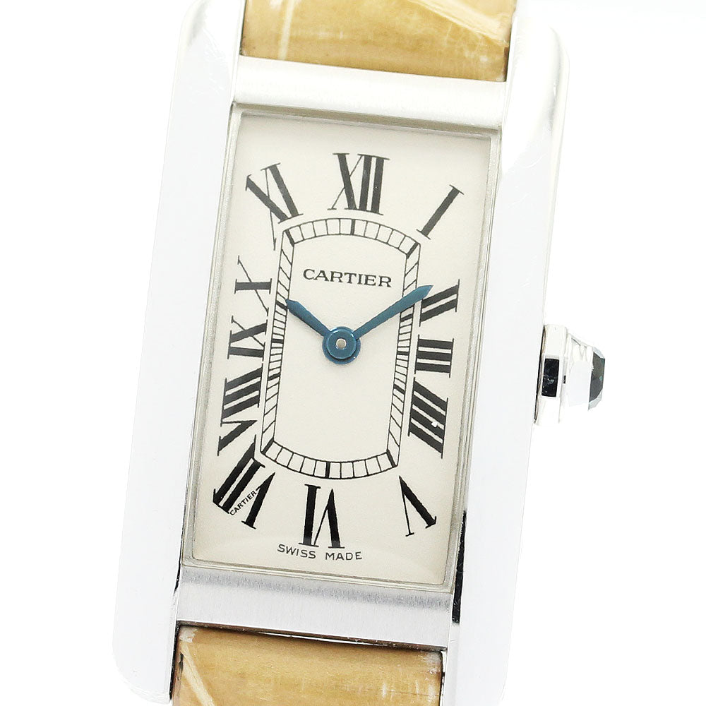 CARTIER Tank American SM W2601956 K18WG beige Dial Quartz Ladies Watch_889277