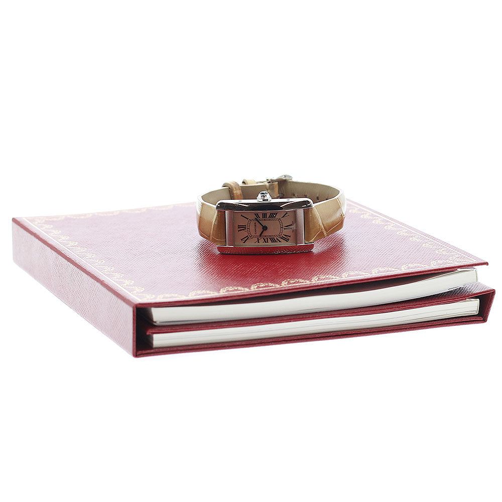 CARTIER Tank American SM W2601956 K18WG beige Dial Quartz Ladies Watch_889277